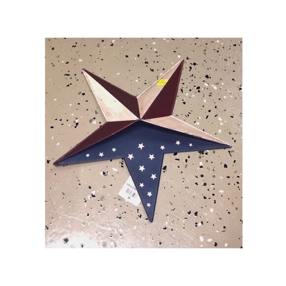 Americana Patriotic 12'' Metal Hand Painted Wall Star Old Time Pottery - Picture 5 of 6